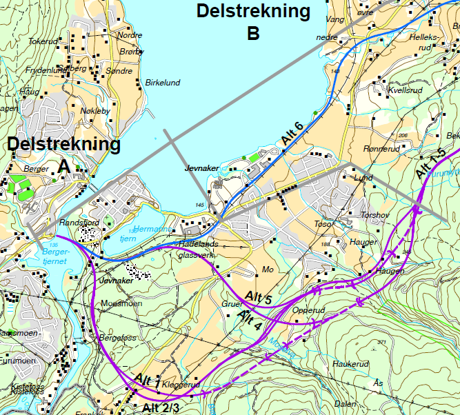 3 PÅVIRKNING PÅ ALTERNATIVENE Det er 5 lokaliteter som ligger innen en avstand på ca 200 meter fra traseene. Lokalitet 3 kan påvirke alle alternative traseer ut fra Jevnaker.