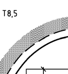 35 Figur 4.5 Tunnelprofil T7 (mål i m) T7 skal brukes for av- og påkjøringsramper med ett kjørefelt der havarert kjøretøy skal kunne passeres.