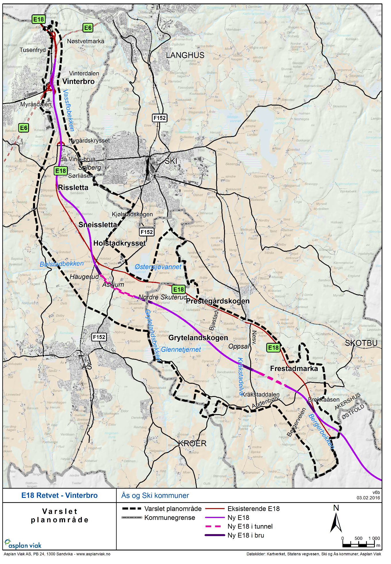 Planbeskrivelse Ski kommune 11 Figur 1-2 Det varslede planområdet er betydelig større en det området som nå foreslås regulert.