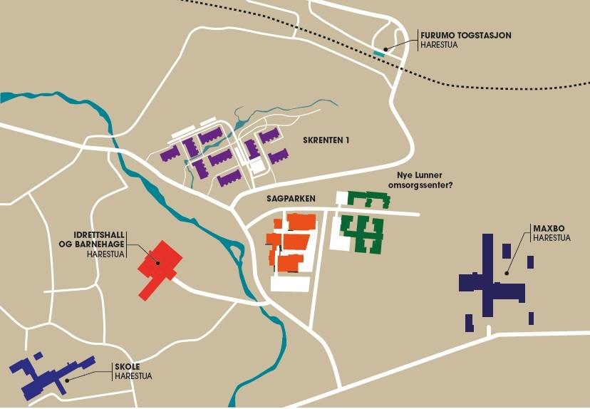 Illustrasjon av fremtidige planer for området VURDERINGER AV POSITIVE OG NEGATIVE FORHOLD Positivt - Understøtter tettstedsutviklingen på Harestua et fokusområde i kommuneplanens samfunnsdel 2013-24.