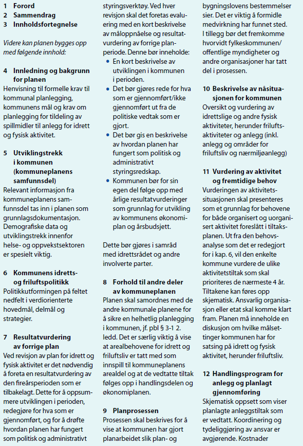 3. Oppbygging av planen Det er ikkje formelle krav til utforming av planen.