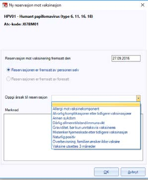 Side 6 2. Skriv inn dato og klokkeslett for når reaksjonen ble oppdaget. Når du klikker OK, sendes en melding til SYSVAK om vaksinasjonen i tillegg til reaksjoner som er registrert. 3.