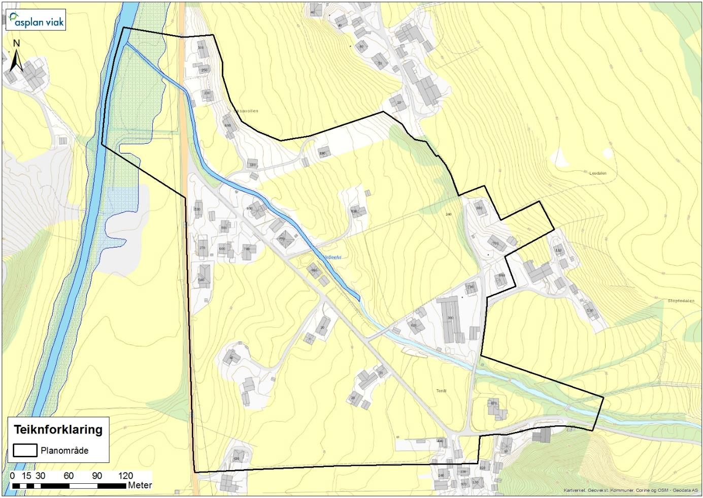 Side 7 av 8 2.4 Steinsprang Planområde ligg ikkje utsett til for steinsprang i følgje aktsemdskarta til NVE (www.skrednett.no). 2.5 Flaum Figur 2-4 Delar av planområde ligg innafor 200 årsflaumsone, flaumsona er merka blått i kartet.