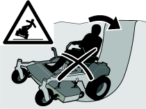 SIKKERHETSINSTRUKSJONER Kjøring i hellinger Kjøring i skråninger er en av de operasjonene der risikoen er størst for at føreren mister kontrollen eller maskinen velter, hvilket kan forårsake