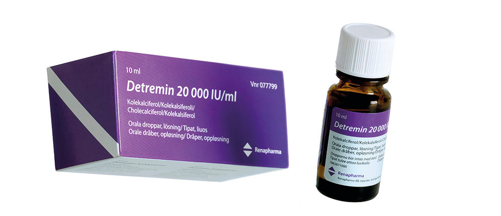 Detremin - fleksibelt og enkelt Detremin er det eneste vitamin D-preparatet som er godkjent til både voksne, gravide og barn, og som har både daglig og ukentlig dosering.