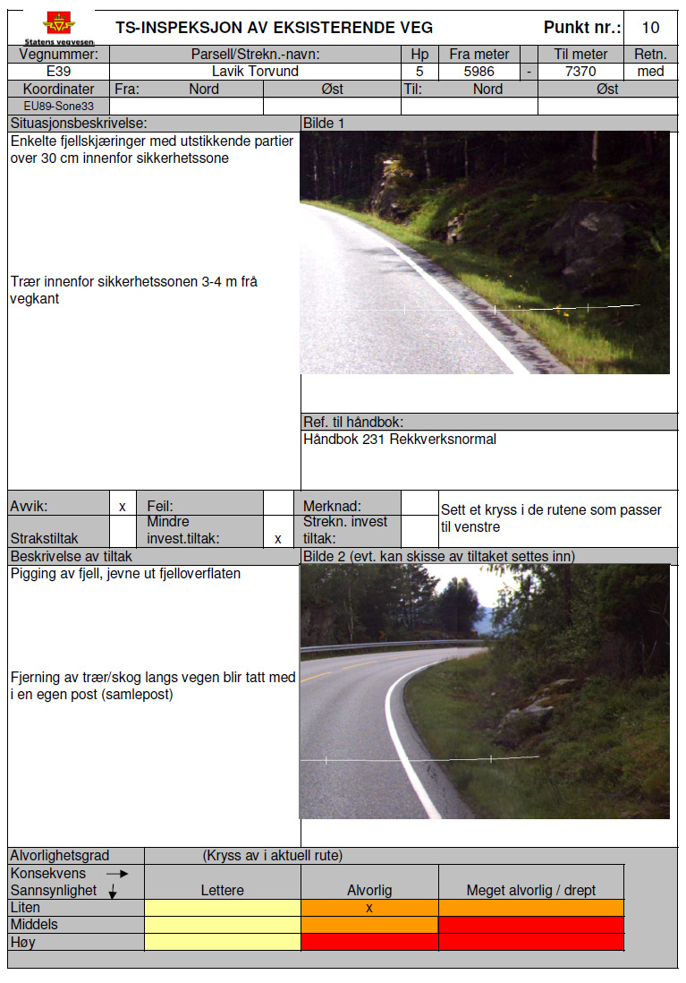 TS-tiltak E39 Lavik - Torvund Oppdragsnr.: 5147466 Dokument nr.: 1 2.