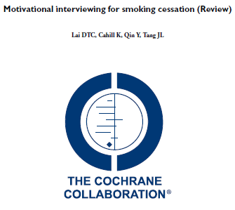 2010 14 studier, > 10,000 deltakere P røykere, unntatt gravide kvinner og ungdommer I motiverende samtale C gjentatte korte samtaler/vanlig oppfølging O røykeslutt Konklusjoner: Motiverende
