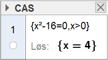 22 Løse likninger og gi svaret numerisk med desimaltall Løs likningen 2x 5 x 9. Skriv inn 2x 5 x 9 i CAS-vinduet og klikk på Løs numerisk,.