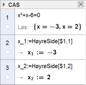 37 Nyttige kommandoer HøyreSide/VenstreSide Eksempel 1 Du kan få fram høyre side og venstre side i en likning hver for seg. Eksempel 2 I rad 2 betyr $1 at svaret skal hentes fra rad 1.