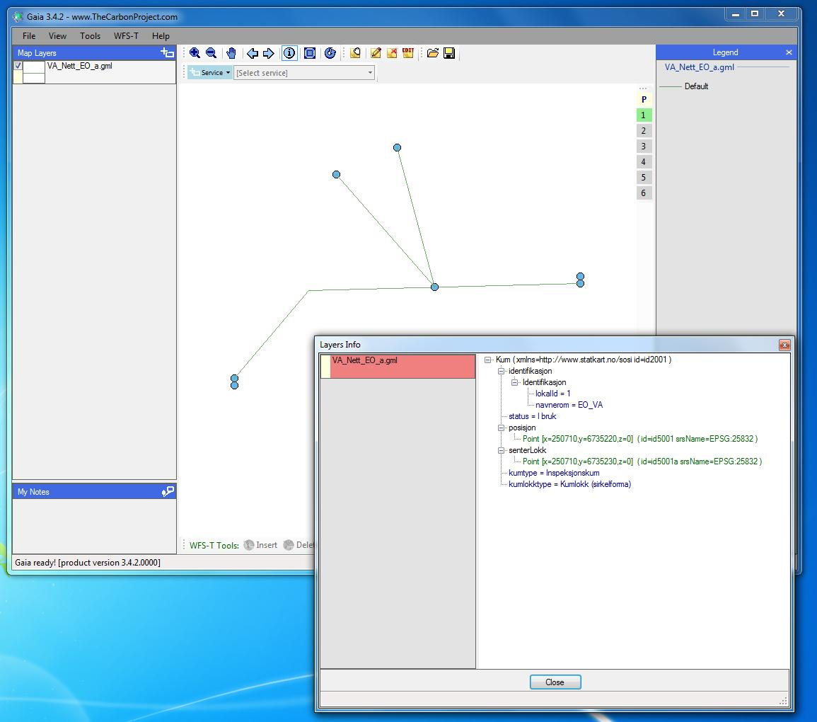 GML software NB! Eksempelet viser to geometrier på Kum.