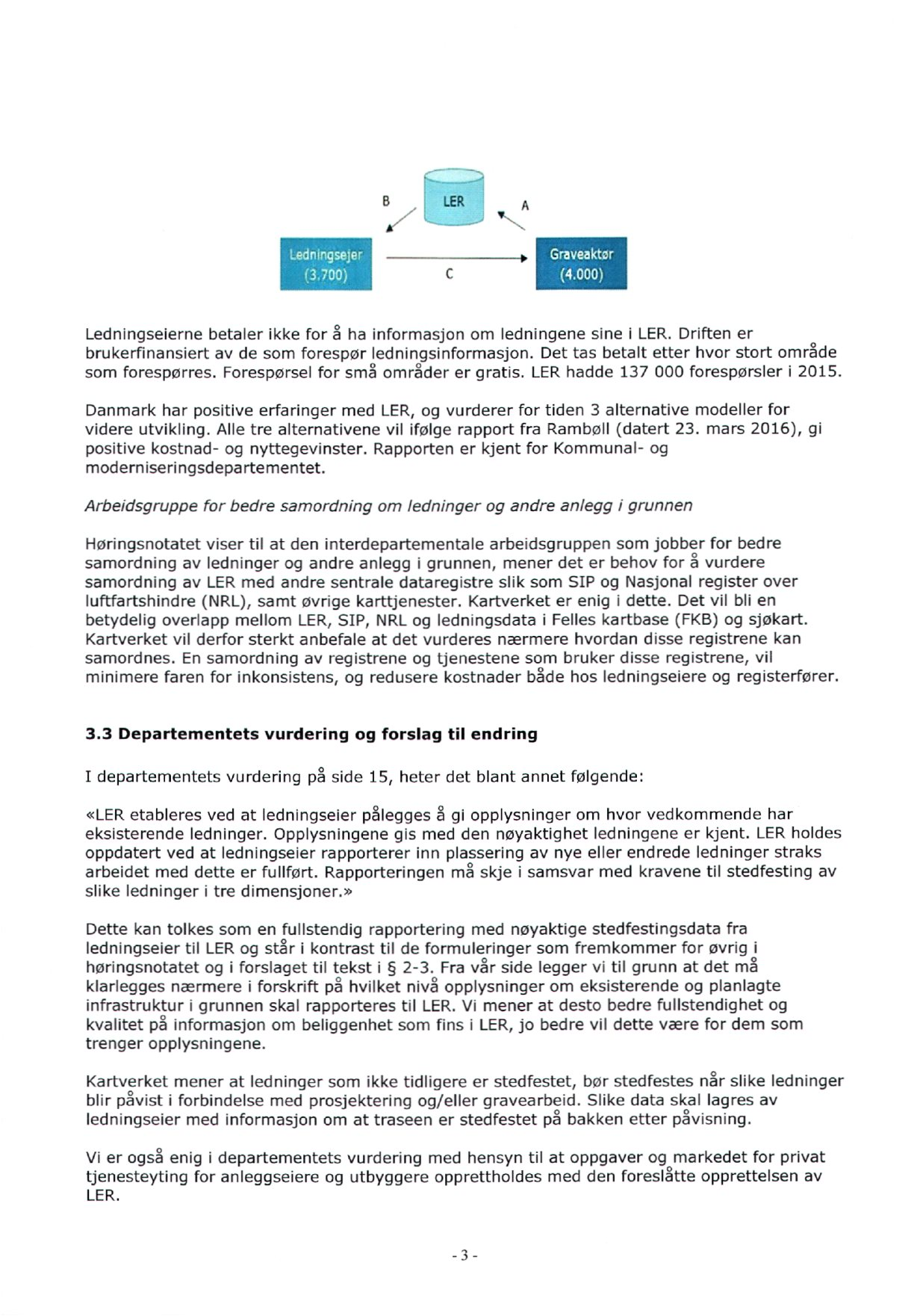 LER Ledningsejer (3.700) c Graveaktør (4.000) Ledningseierne betaler ikke for å ha informasjon om ledningene sine i LER. Driften er brukerfinansiert av de som forespør ledningsinformasjon.