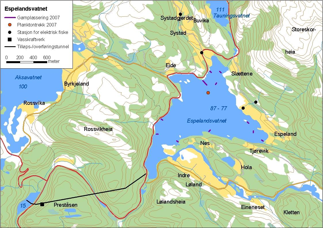 . Sunnfjord Energi Det vart undersøkt eitt vatn hjå Sunnfjord Energi i 7, og det var Espelandsvatnet i Hyllestad kommune.