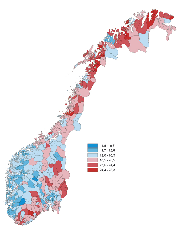 Norsk mal: To innholdsdeler - Sammenlikning Økende regionale forskjeller i: Vekst i kompetansearb.