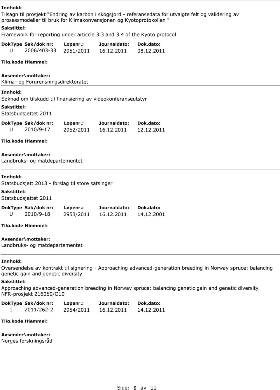 2011 Klima- og Forurensningsdirektoratet Søknad om tilskudd til finansiering av videokonferanseutstyr Statsbudsjettet 2011 2010/9-17 2952/2011 12.