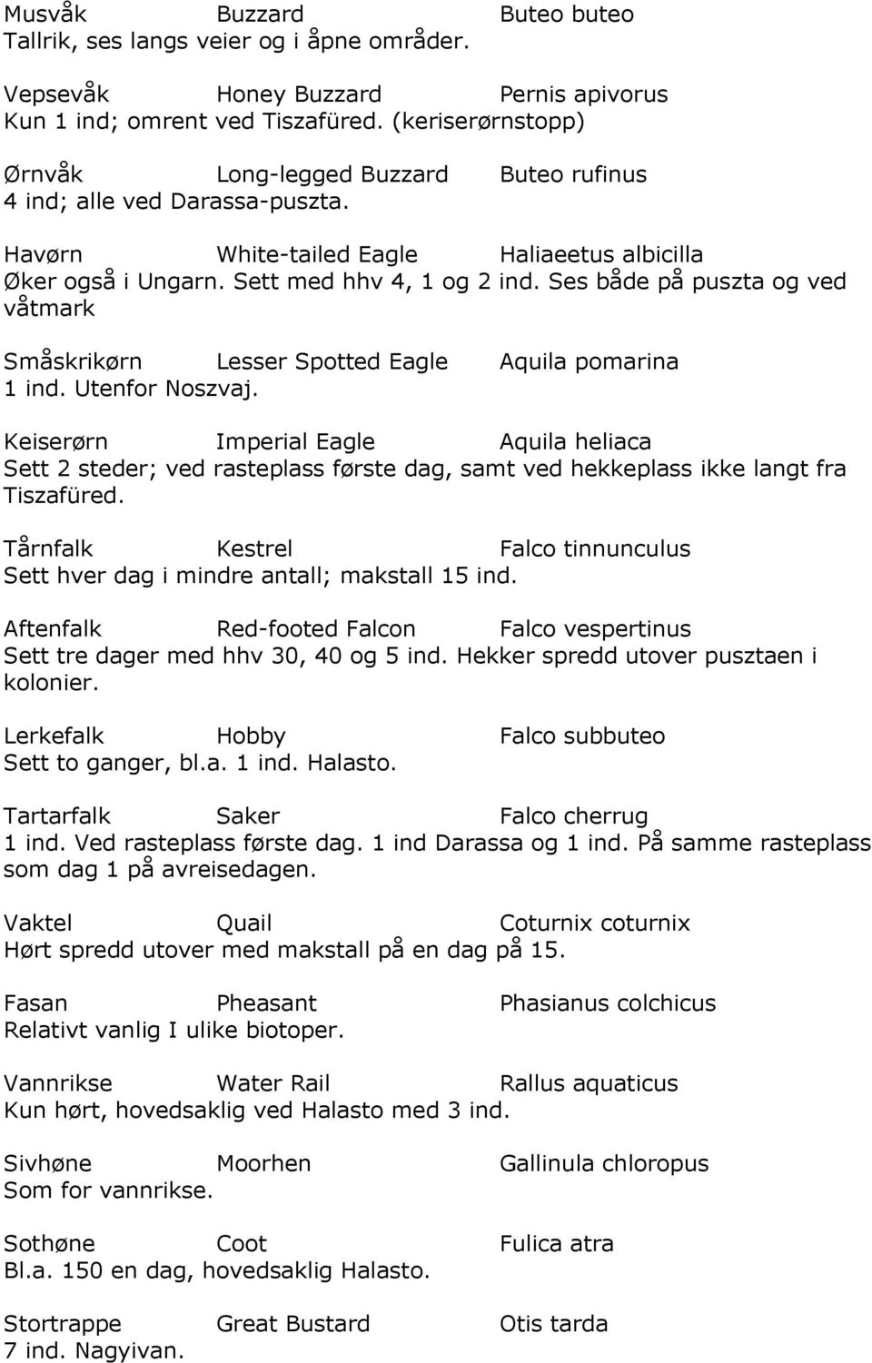 Ses både på puszta og ved våtmark Småskrikørn Lesser Spotted Eagle Aquila pomarina 1 ind. Utenfor Noszvaj.