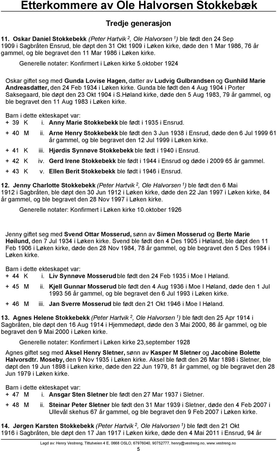 11 Mar 1986 i Løken kirke. Generelle notater: Konfirmert i Løken kirke 5.