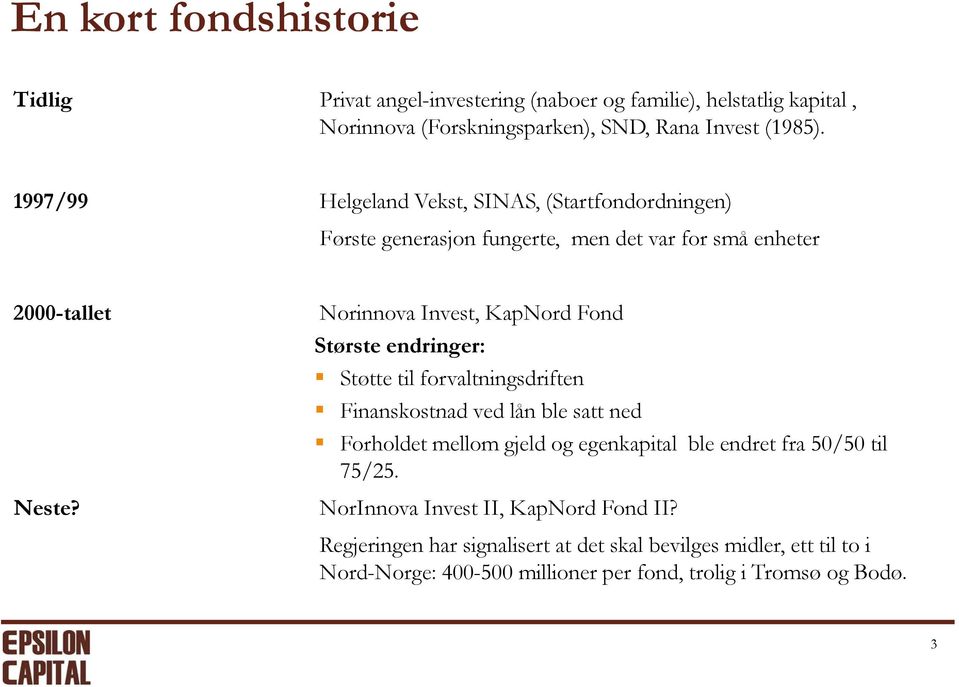 Største endringer: Støtte til forvaltningsdriften Finanskostnad ved lån ble satt ned Forholdet mellom gjeld og egenkapital ble endret fra 50/50 til 75/25.