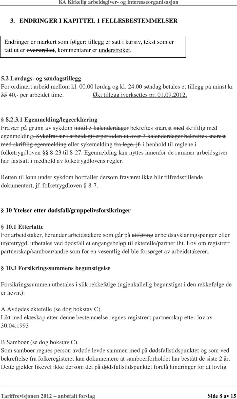 40,- per arbeidet time. Økt tillegg iverksettes pr. 01.09.2012. 8.2.3.1 Egenmelding/legeerklæring Fravær på grunn av sykdom inntil 3 kalenderdager bekreftes snarest med skriftlig med egenmelding.