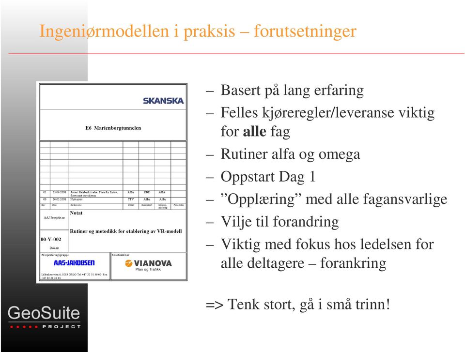 Dag 1 Opplæring med alle fagansvarlige Vilje til forandring Viktig med