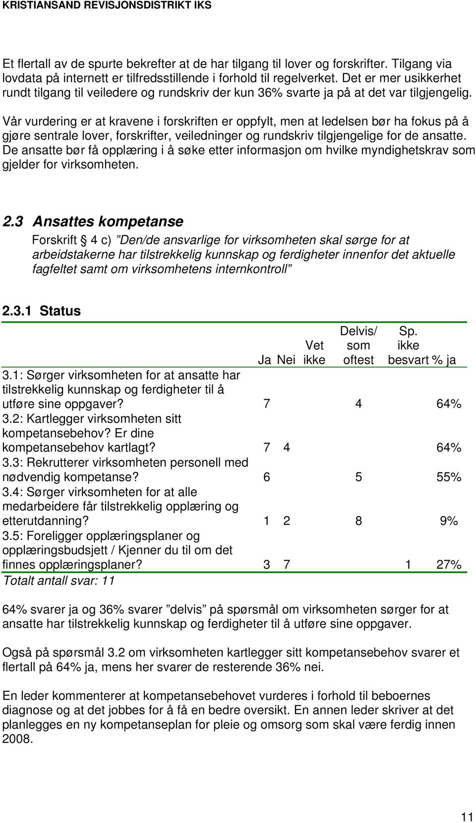 Vår vurdering er at kravene i forskriften er oppfylt, men at ledelsen bør ha fokus på å gjøre sentrale lover, forskrifter, veiledninger og rundskriv tilgjengelige for de ansatte.