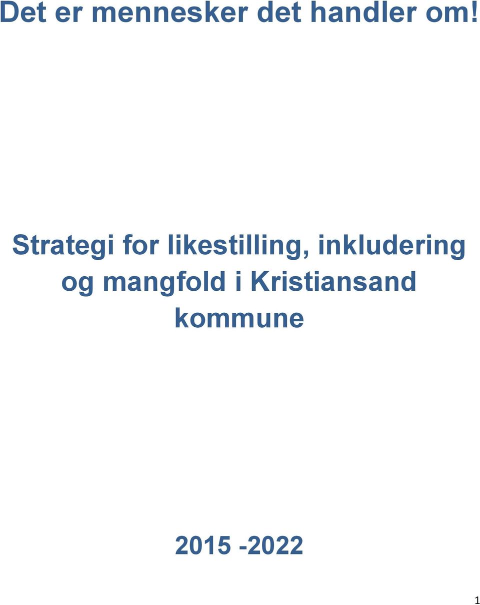 likestilling, inkludering og