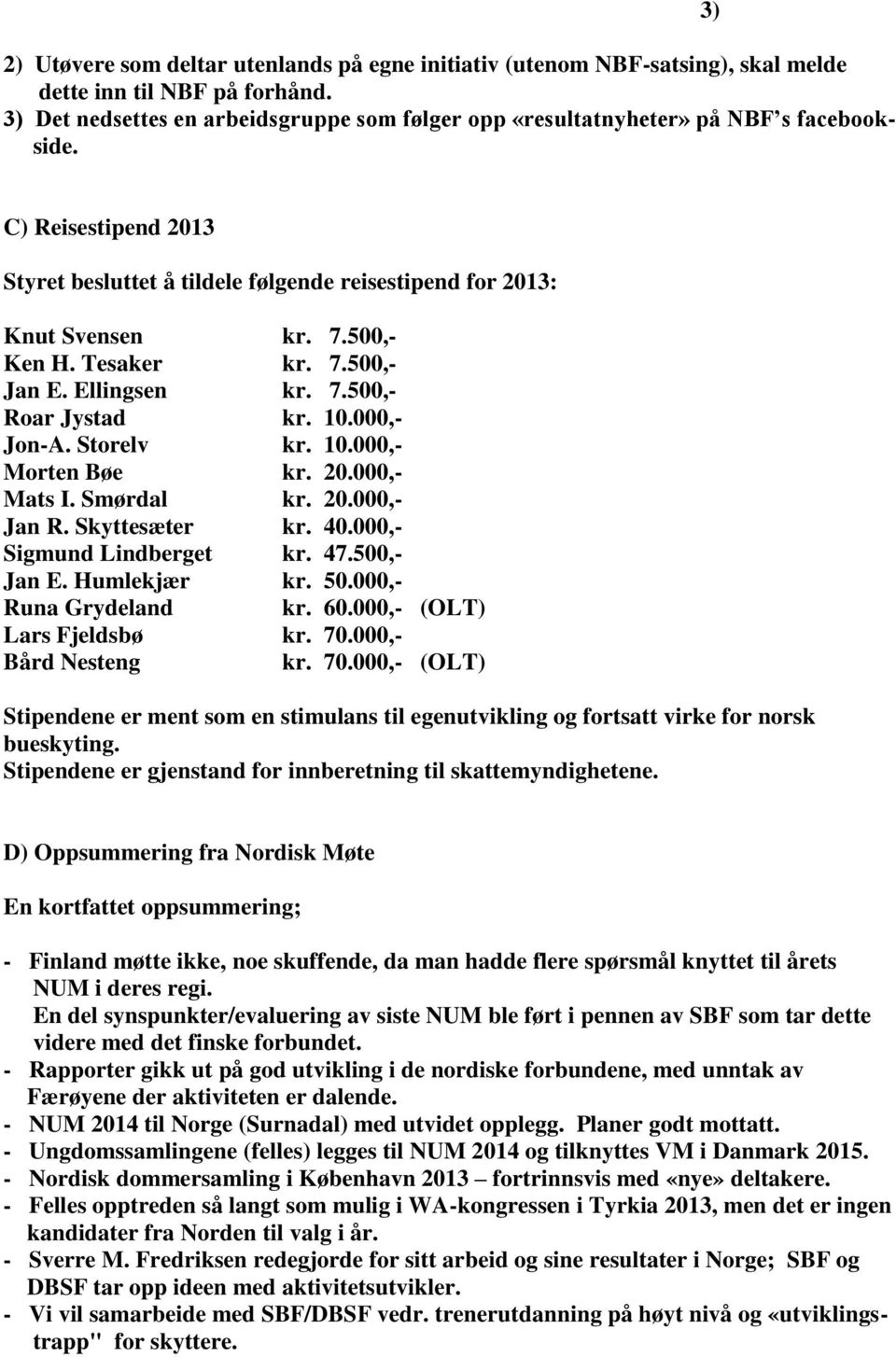 500,- Ken H. Tesaker kr. 7.500,- Jan E. Ellingsen kr. 7.500,- Roar Jystad kr. 10.000,- Jon-A. Storelv kr. 10.000,- Morten Bøe kr. 20.000,- Mats I. Smørdal kr. 20.000,- Jan R. Skyttesæter kr. 40.