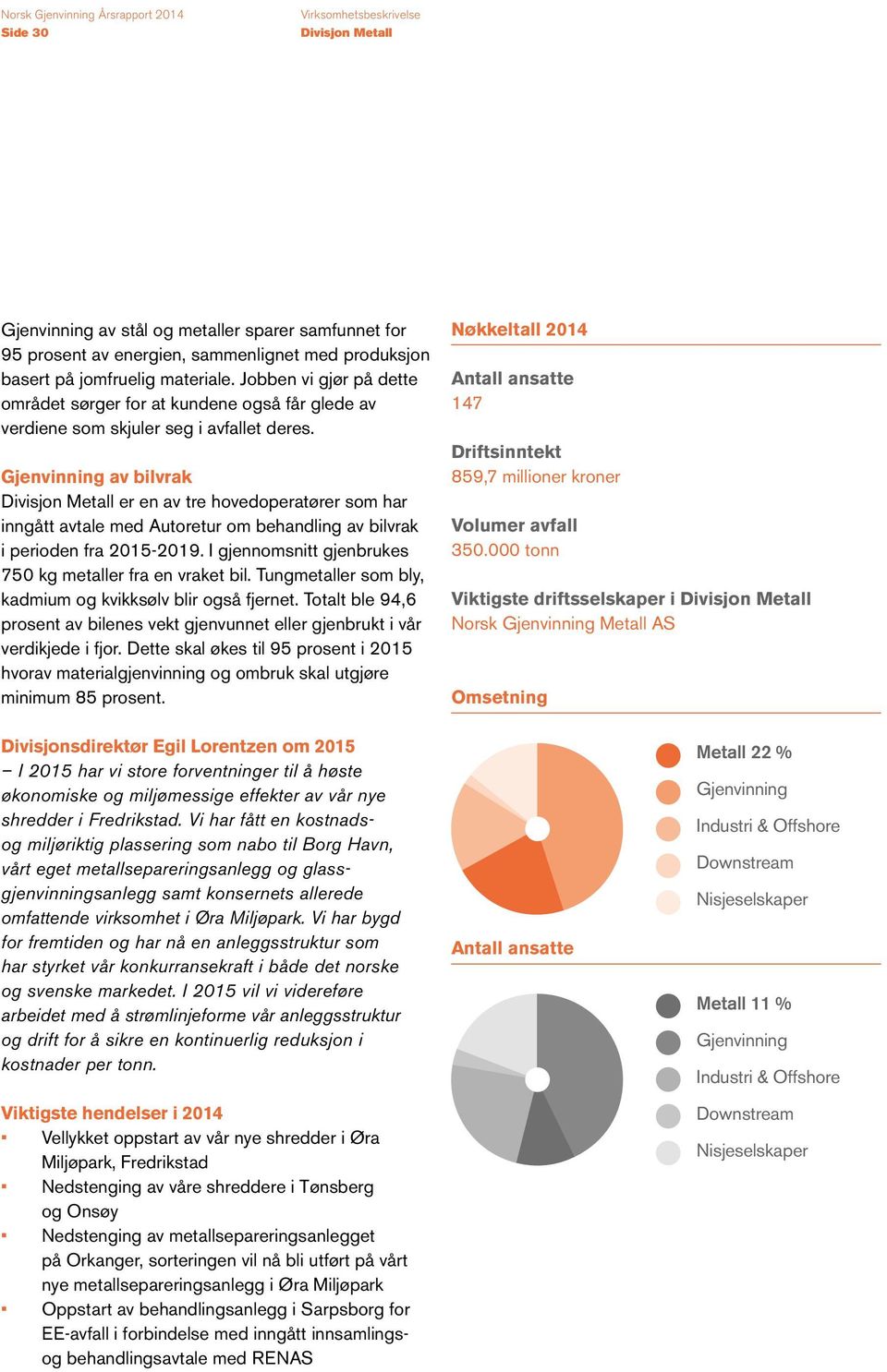 Gjenvinning av bilvrak Divisjon Metall er en av tre hovedoperatører som har inngått avtale med Autoretur om behandling av bilvrak i perioden fra 2015-2019.