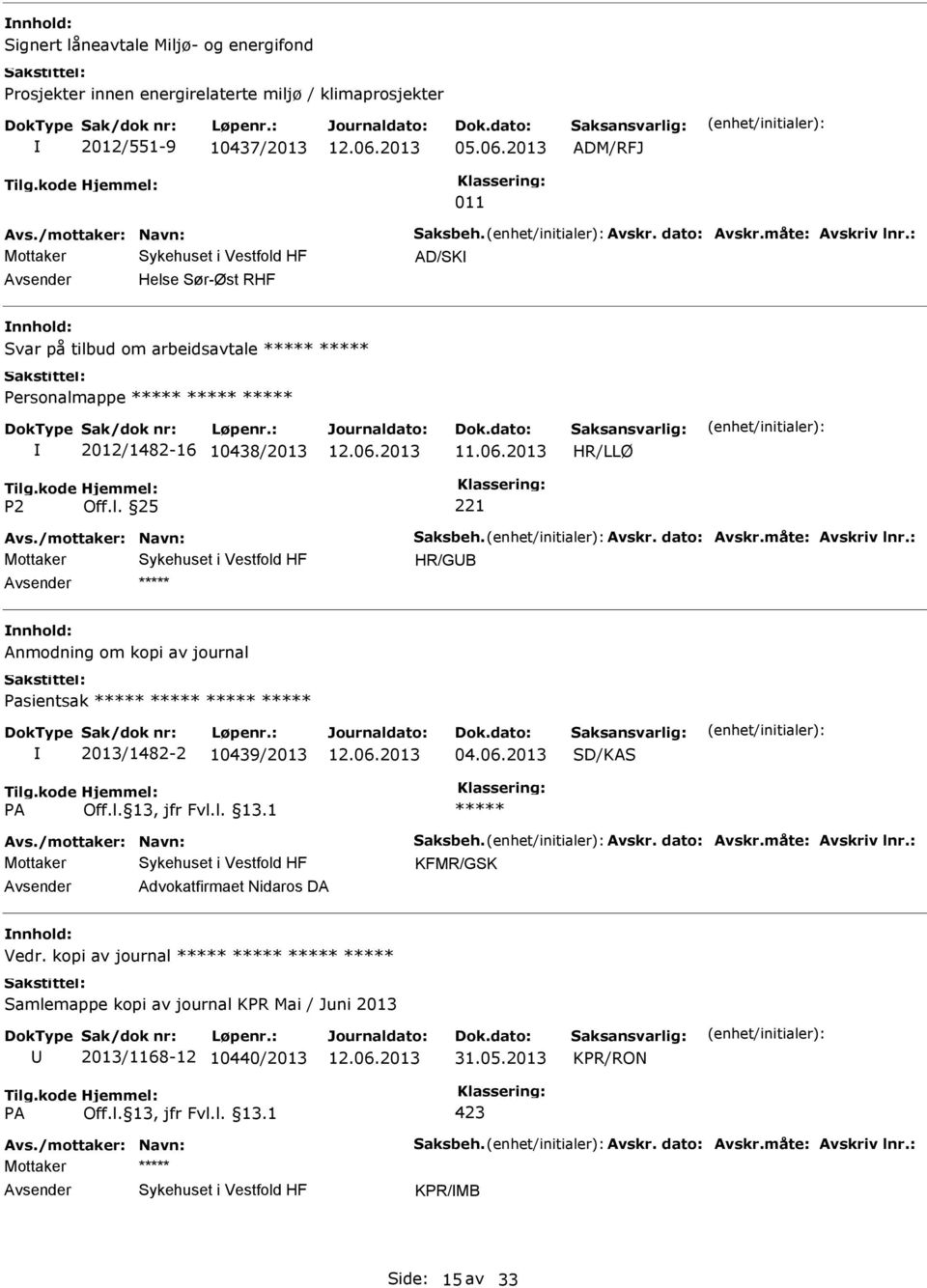 06.2013 SD/KAS KFMR/GSK Advokatfirmaet Nidaros DA Vedr.