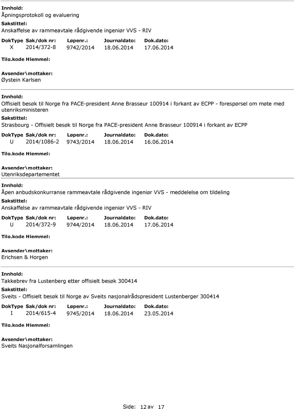 2014 tenriksdepartementet Åpen anbudskonkurranse rammeavtale rådgivende ingeniør VVS - meddelelse om tildeling Anskaffelse av rammeavtale rådgivende ingeniør VVS - RV 2014/372-9 9744/2014 Erichsen &