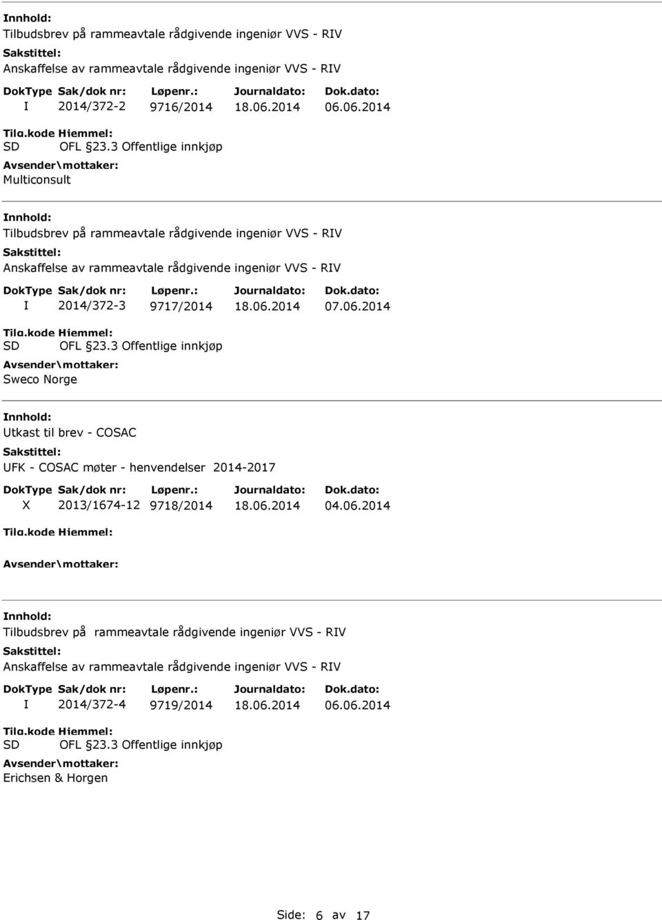 kode SD 2014/372-3 9717/2014 Hjemmel: OFL 23.3 Offentlige innkjøp Sweco Norge 07.06.