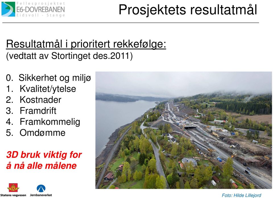 Kvalitet/ytelse 2. Kostnader 3. Framdrift 4. Framkommelig 5.