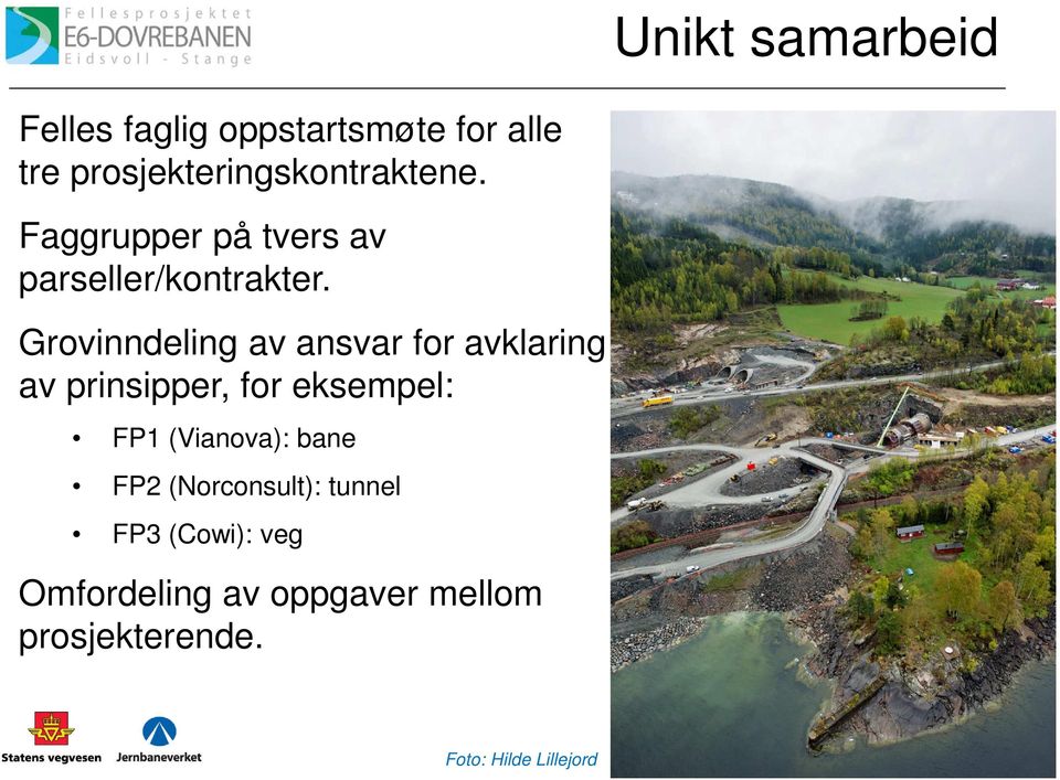 Grovinndeling av ansvar for avklaring av prinsipper, for eksempel: FP1 (Vianova):