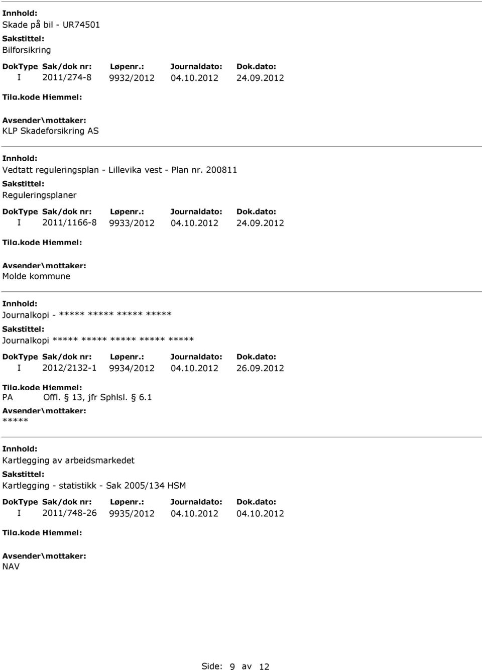 200811 Reguleringsplaner 2011/1166-8 9933/2012 24.09.