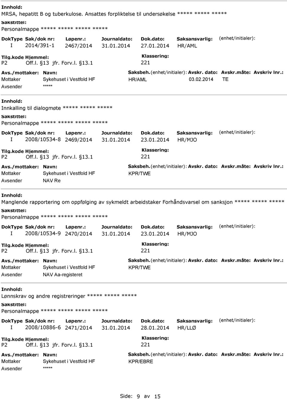 : KPR/TWE NAV Re Manglende rapportering om oppfølging av sykmeldt arbeidstaker Forhåndsvarsel om sanksjon 2008/10534-9 2470/2014 23.01.2014 Avs./mottaker: Navn: Saksbeh.