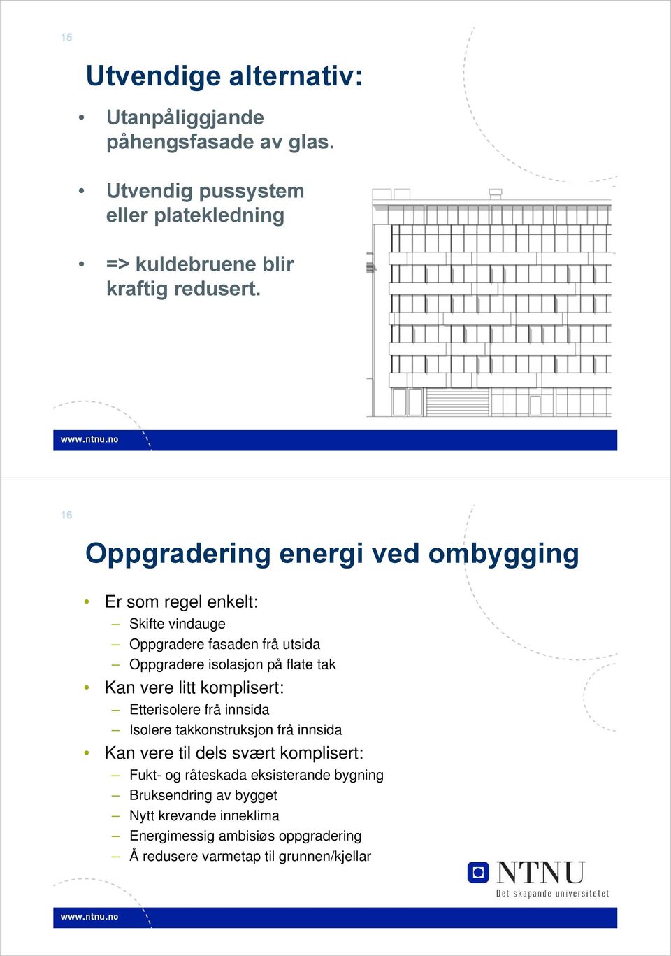 Kan vere litt komplisert: Etterisolere frå innsida Isolere takkonstruksjon frå innsida Kan vere til dels svært komplisert: Fukt- og råteskada