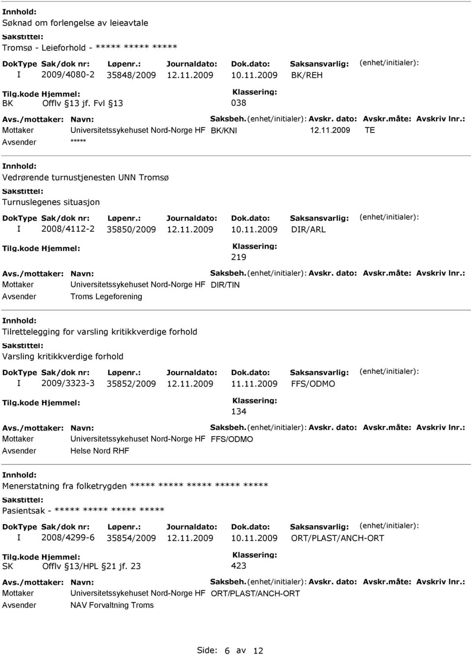 kritikkverdige forhold Varsling kritikkverdige forhold 2009/3323-3 35852/2009 FFS/ODMO 134 Mottaker niversitetssykehuset Nord-Norge HF FFS/ODMO Helse Nord RHF Menerstatning fra