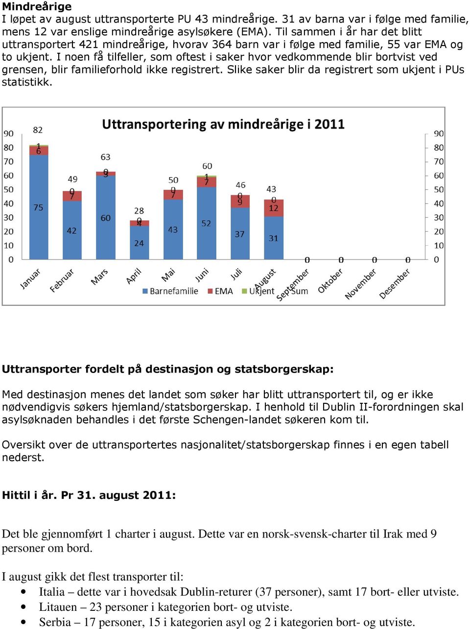 I noen få tilfeller, som oftest i saker hvor vedkommende blir bortvist ved grensen, blir familieforhold ikke registrert. Slike saker blir da registrert som ukjent i PUs statistikk.