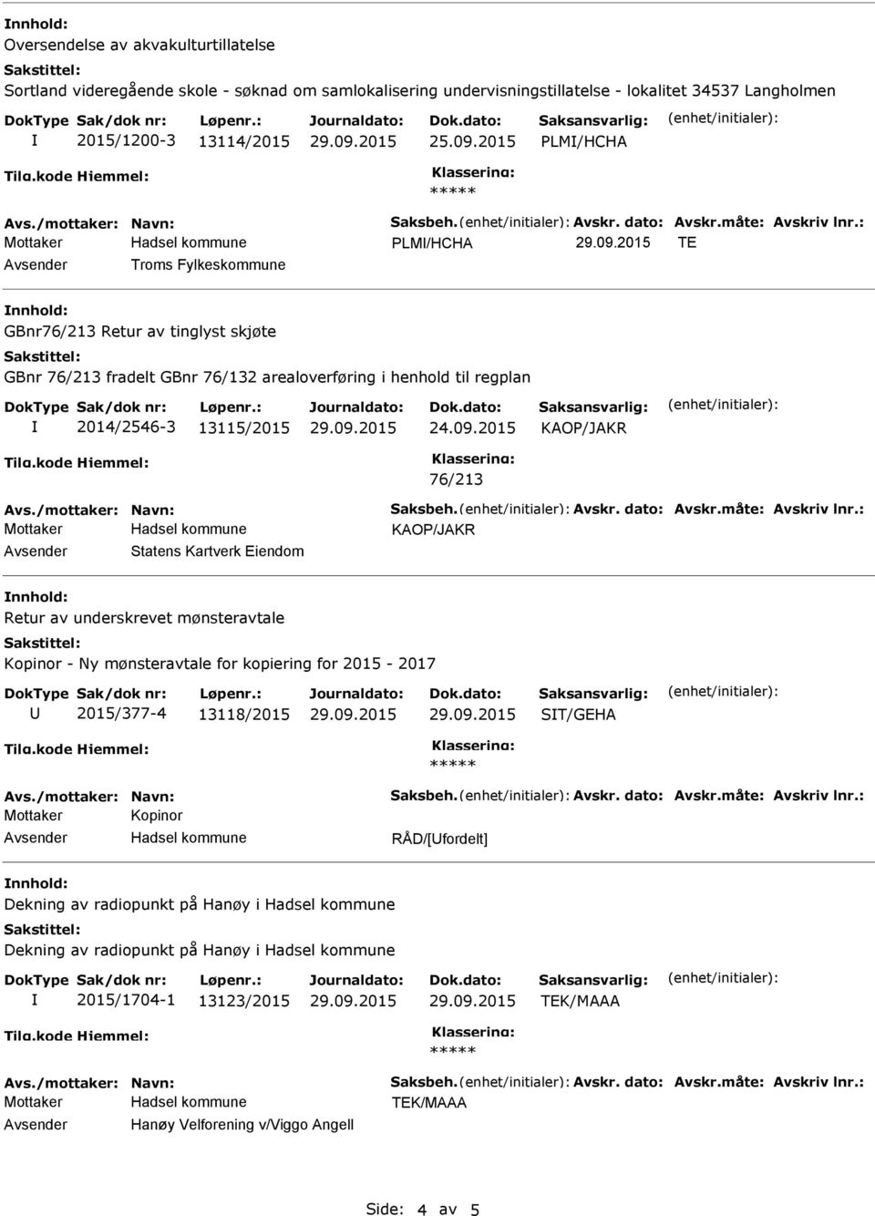 2015 KOP/JKR 76/213 KOP/JKR vsender Statens Kartverk Eiendom nnhold: Retur av underskrevet mønsteravtale Kopinor - Ny mønsteravtale for kopiering for 2015-2017 U 2015/377-4 13118/2015 ST/GEH Mottaker