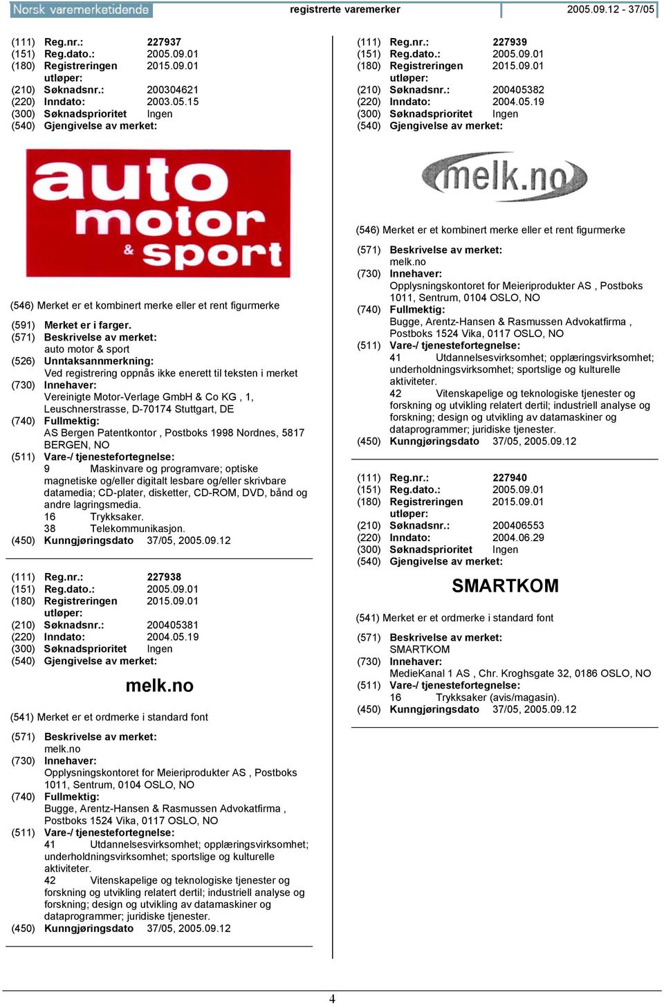 auto motor & sport (526) Unntaksannmerkning: Ved registrering oppnås ikke enerett til teksten i merket Vereinigte Motor-Verlage GmbH & Co KG, 1, Leuschnerstrasse, D-70174 Stuttgart, DE AS Bergen