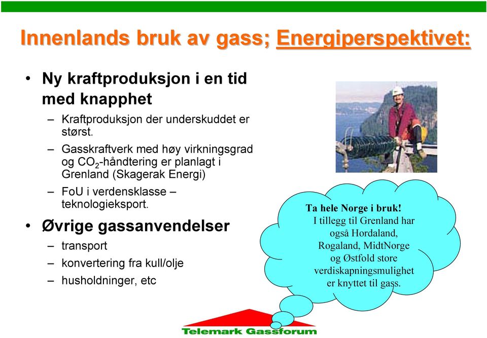 Gasskraftverk med høy virkningsgrad og CO 2 -håndtering er planlagt i Grenland (Skagerak Energi) FoU i verdensklasse