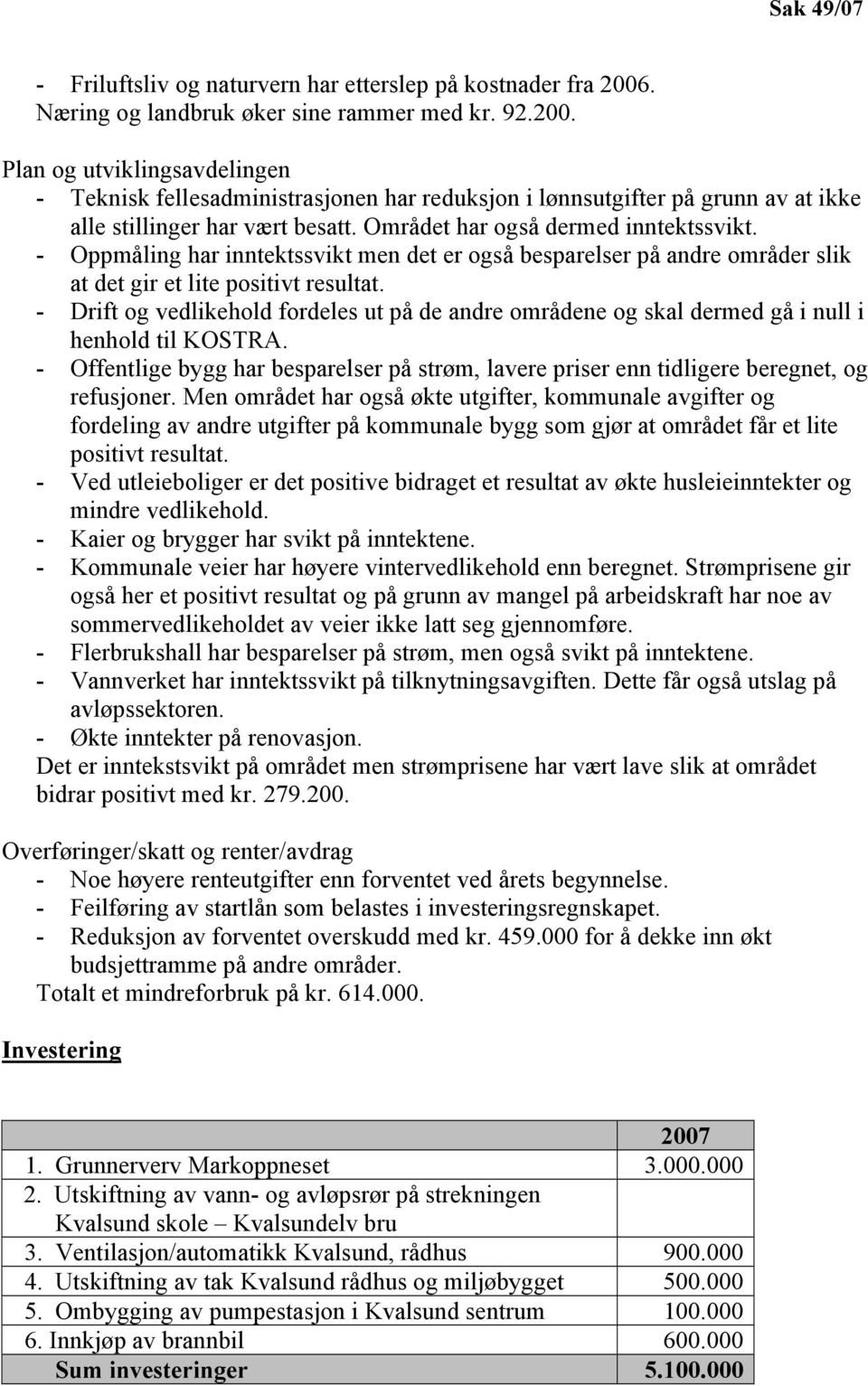 Området har også dermed inntektssvikt. - Oppmåling har inntektssvikt men det er også besparelser på andre områder slik at det gir et lite positivt resultat.