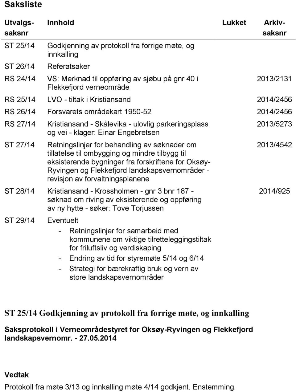 og vei - klager: Einar Engebretsen Retningslinjer for behandling av søknader om tillatelse til ombygging og mindre tilbygg til eksisterende bygninger fra forskriftene for Oksøy- Ryvingen og