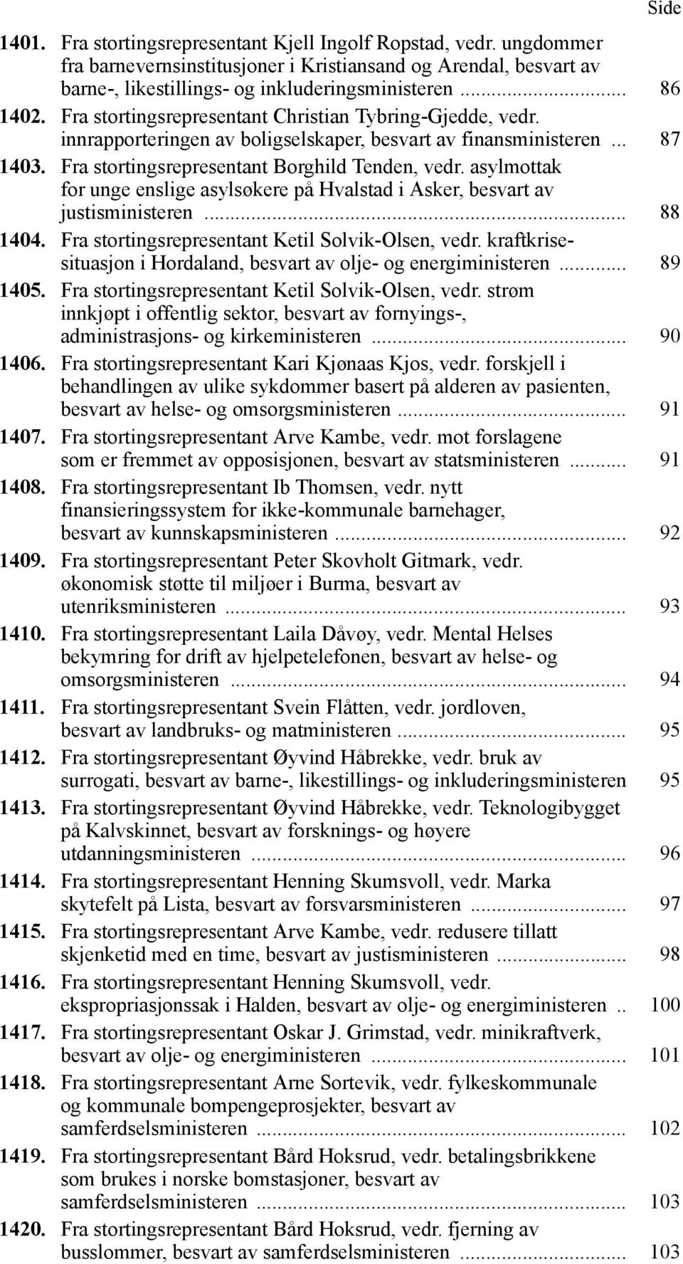 asylmottak for unge enslige asylsøkere på Hvalstad i Asker, besvart av justisministeren... 88 1404. Fra stortingsrepresentant Ketil Solvik-Olsen, vedr.