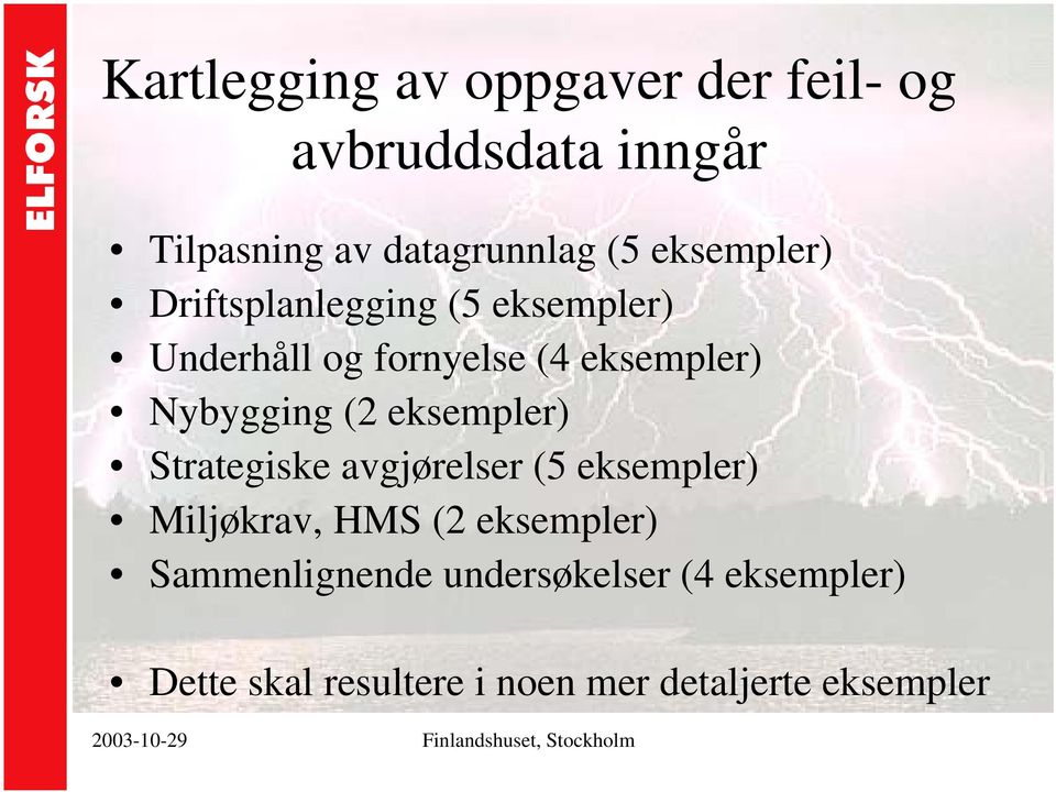 Nybygging (2 eksempler) Strategiske avgjørelser (5 eksempler) Miljøkrav, HMS (2