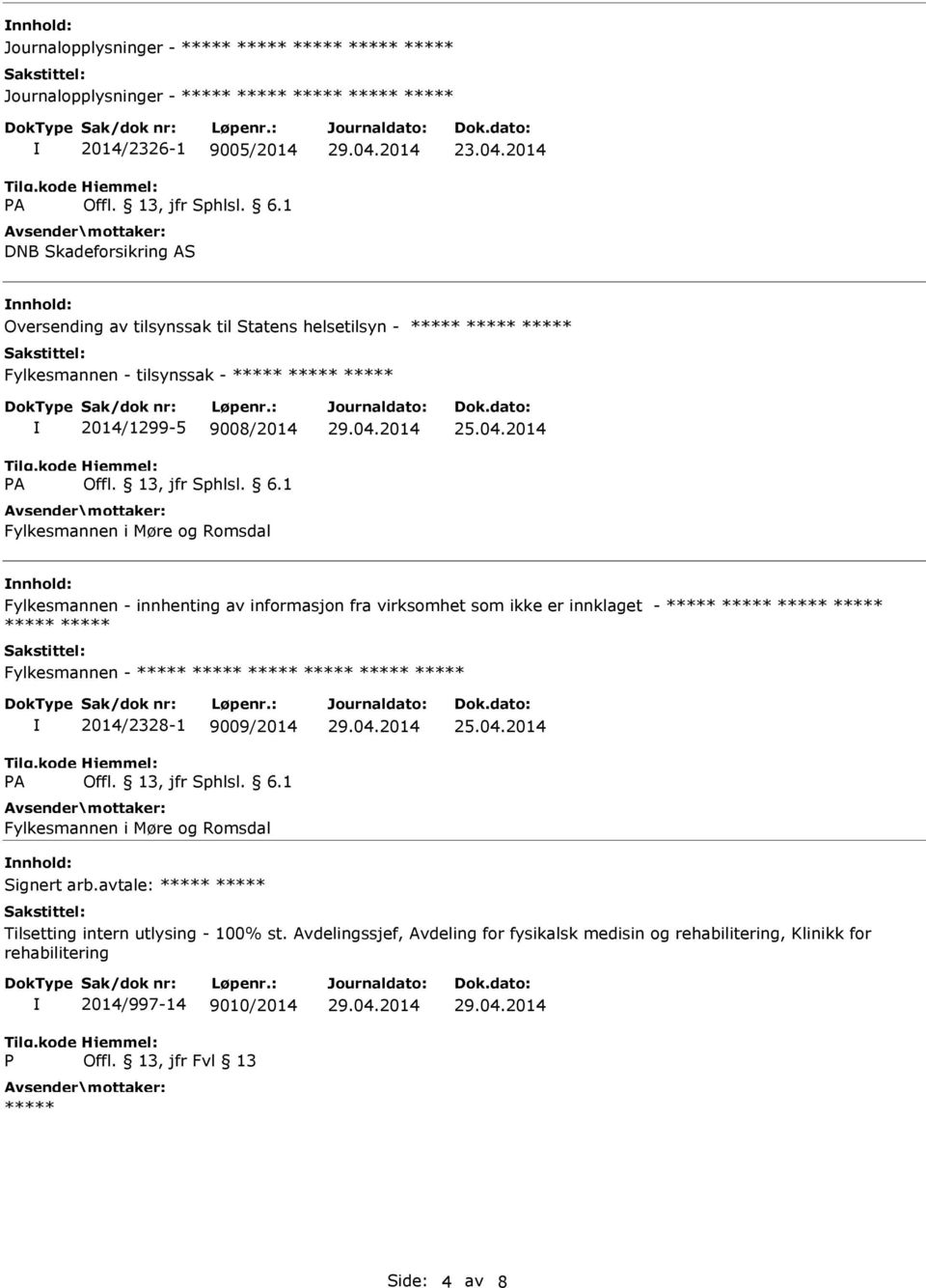 2014 nnhold: Fylkesmannen - innhenting av informasjon fra virksomhet som ikke er innklaget - Fylkesmannen - 2014/2328-1 9009/2014 Fylkesmannen i Møre og Romsdal