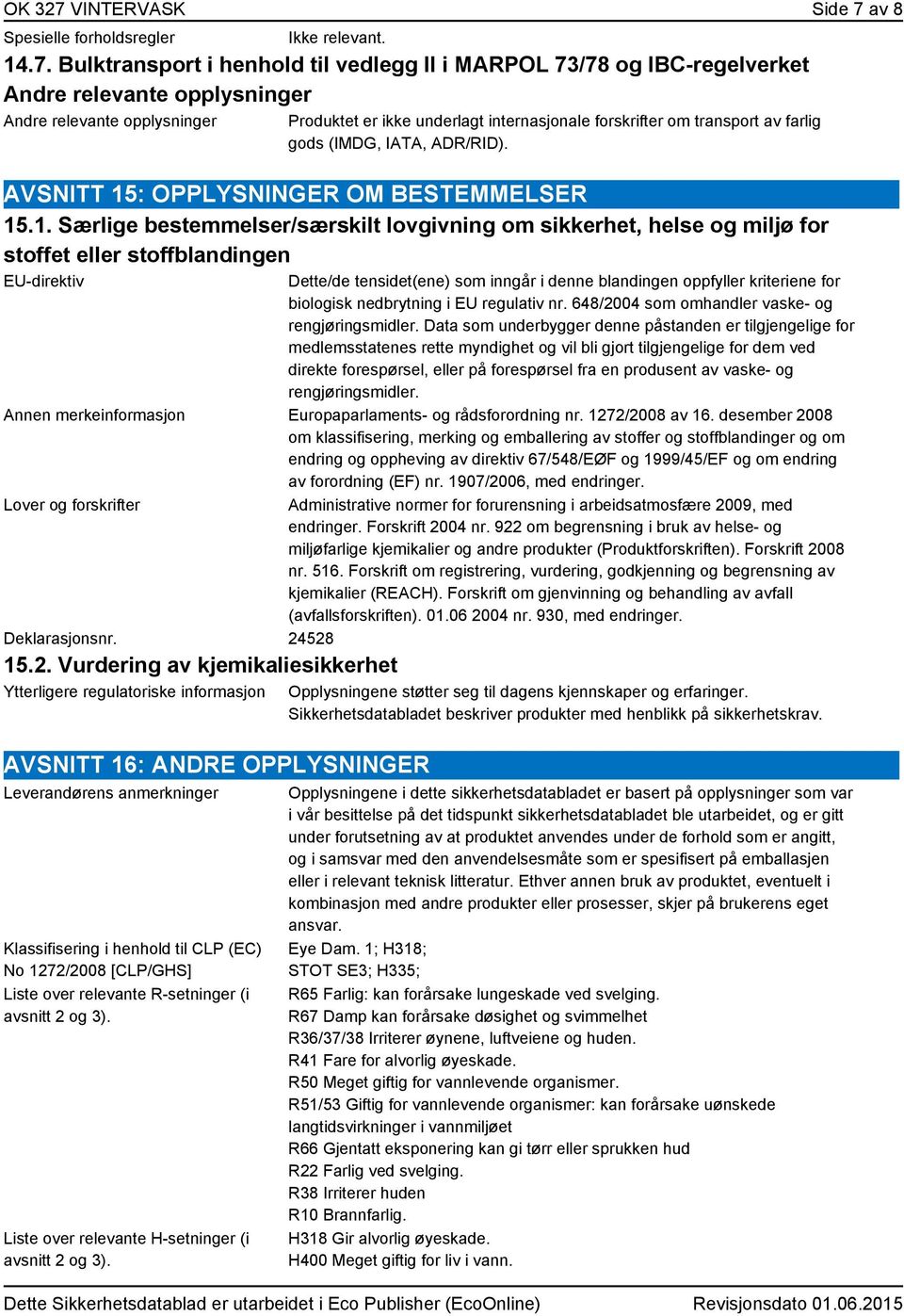 av 8 Spesielle forholdsregler 14.7.