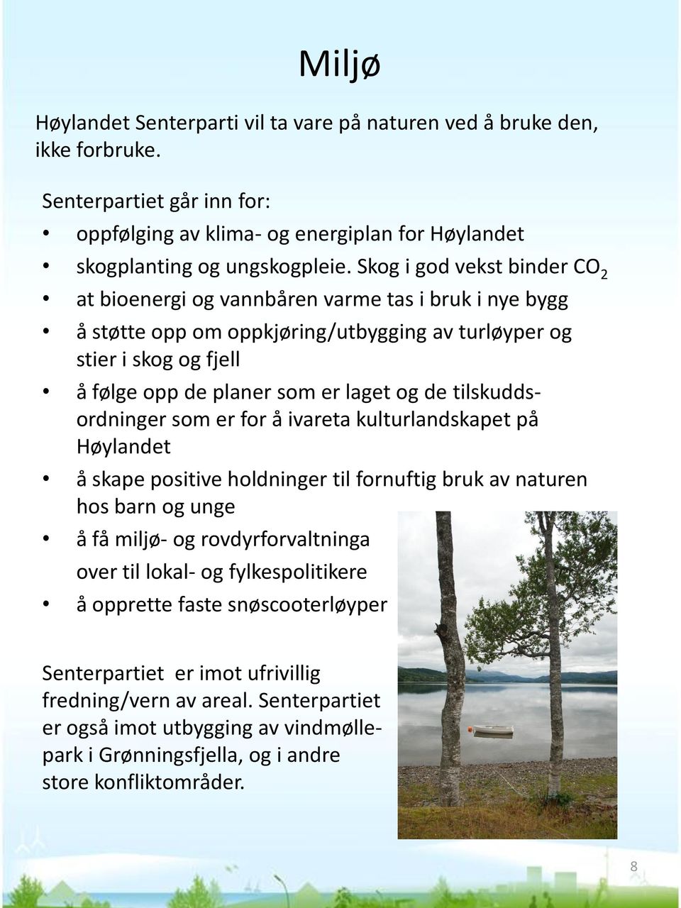 tilskuddsordninger som er for å ivareta kulturlandskapet på Høylandet å skape positive holdninger til fornuftig bruk av naturen hos barn og unge å få miljø- og rovdyrforvaltninga over til lokal- og