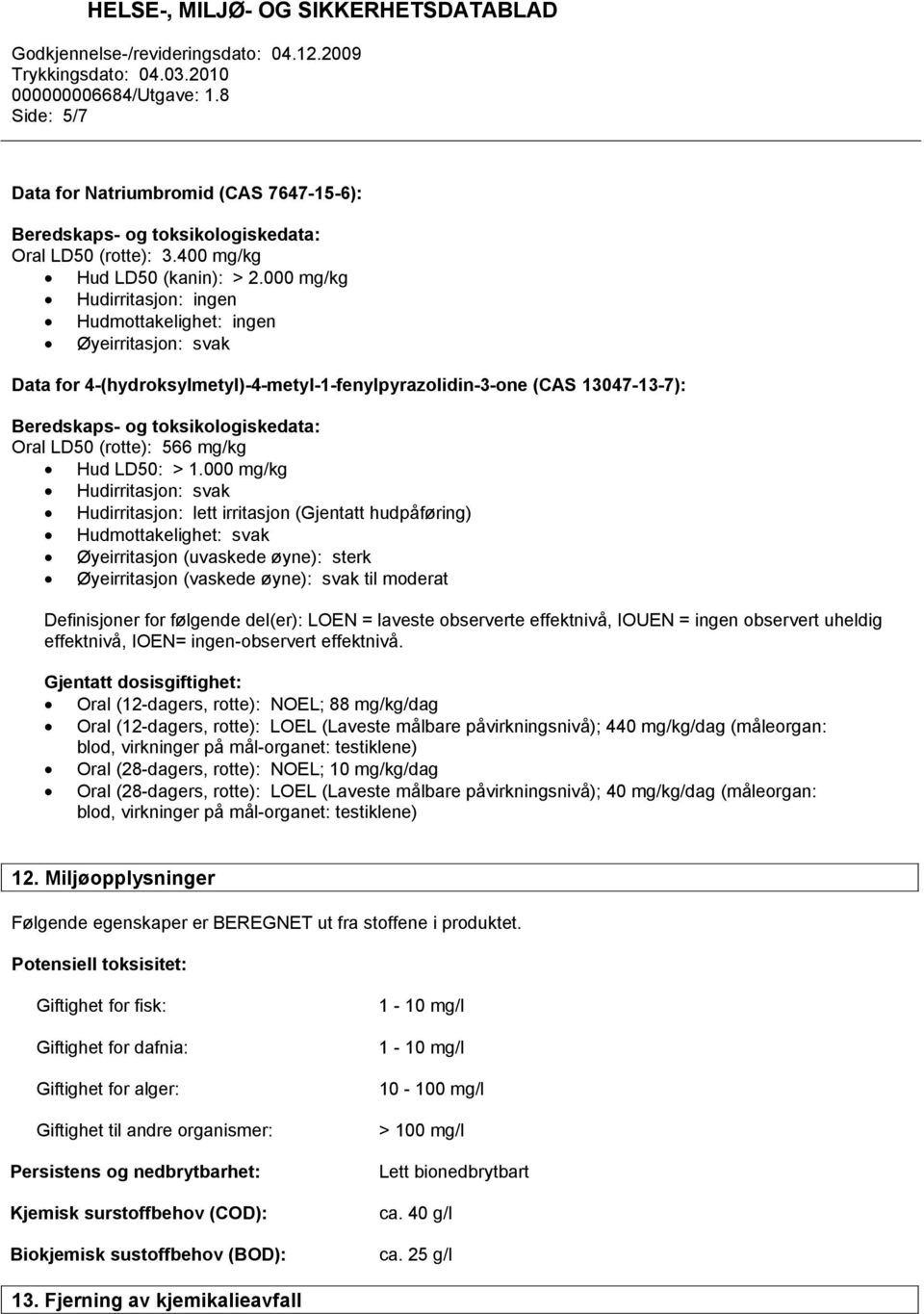 000 mg/kg Hudirritasjon: svak Hudirritasjon: lett irritasjon (Gjentatt hudpåføring) Hudmottakelighet: svak Øyeirritasjon (uvaskede øyne): sterk Øyeirritasjon (vaskede øyne): svak til moderat