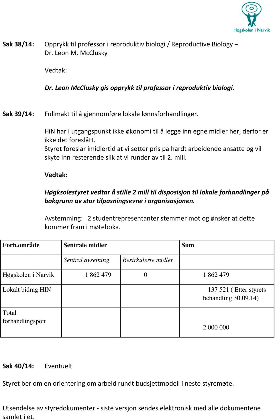 Styret foreslår imidlertid at vi setter pris på hardt arbeidende ansatte og vil skyte inn resterende slik at vi runder av til 2. mill.