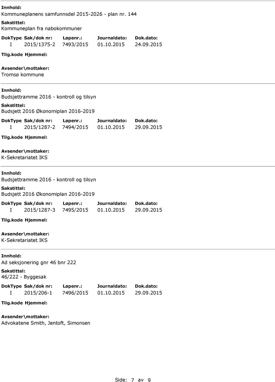 K-Sekretariatet KS Budsjettramme 2016 - kontroll og tilsyn Budsjett 2016 Økonomiplan 2016-2019 2015/1287-3 7495/2015